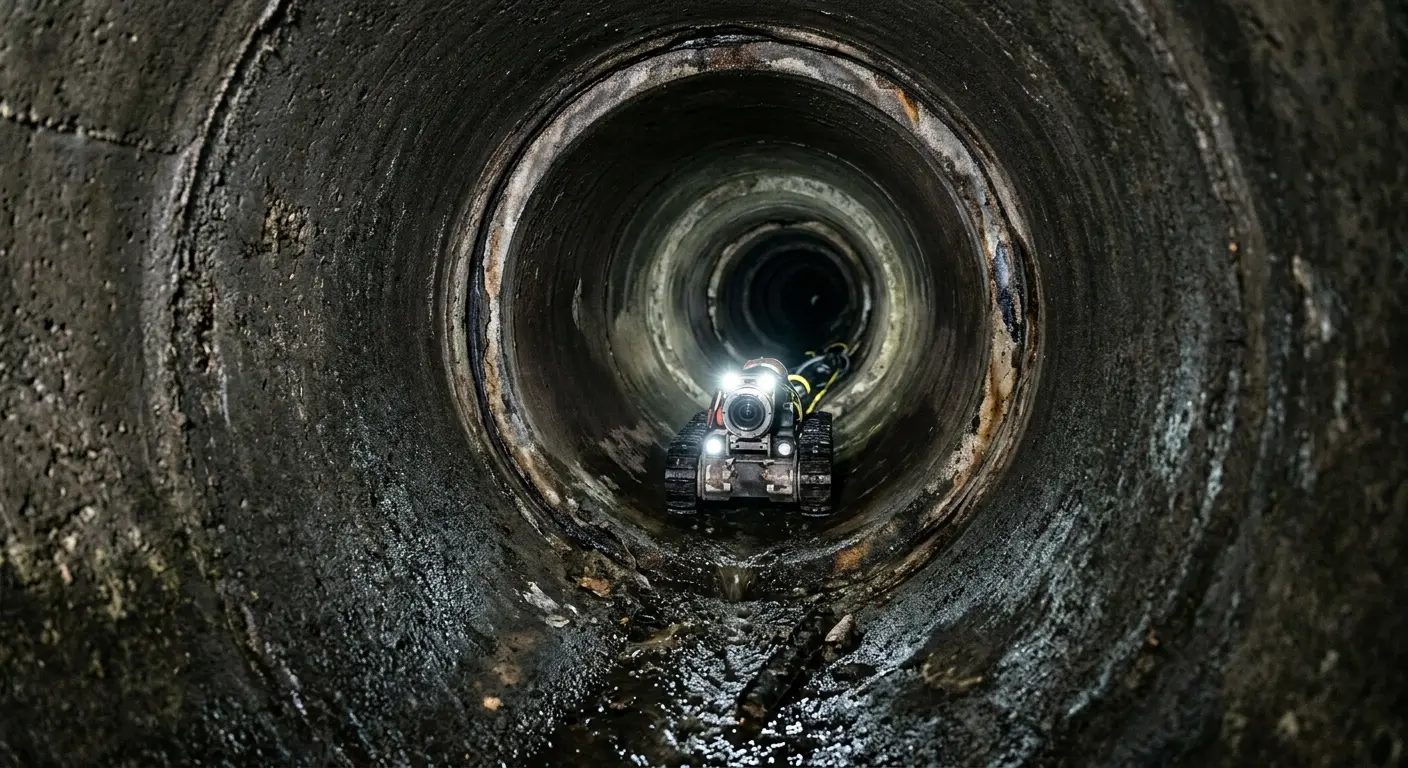 Robotic sewer camera inspecting pipe interior for Drain Snake Service in Rexburg